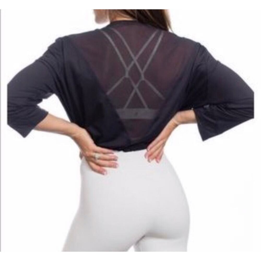 P'tula The Molly Freestyle Sheer Long Sleeve Tie Front Top Small